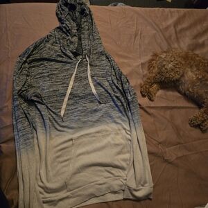 Market & Spruce Women's Ombre Hoodie - Gray and White XXL